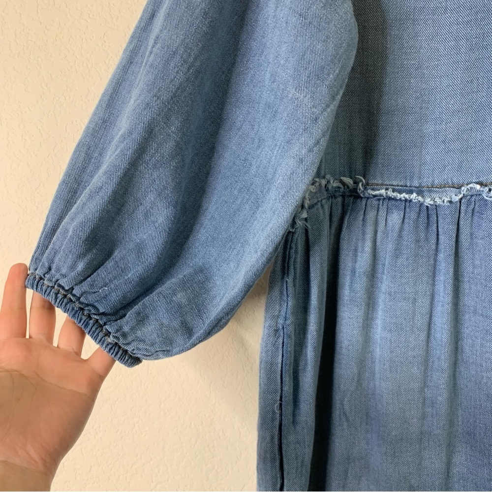 Anthropologie The Bettina Tiered Shirt Dress Denim Blue MP - Picture 5 of 9